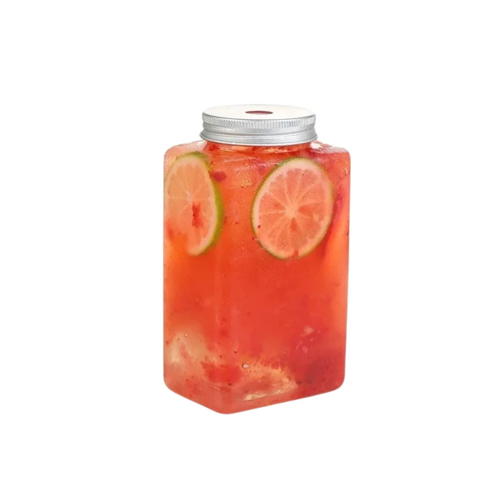 Crystal-Clear Juice Bottles with Silver Caps – Perfect for Smoothies 500ml