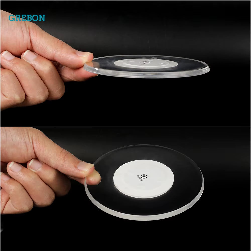 Led Coaster Cup Holder Mug Stand Light Bar Mat Table Placemat Party Drink Glass Creative Pad round Home Decor Kitchen 7 Color