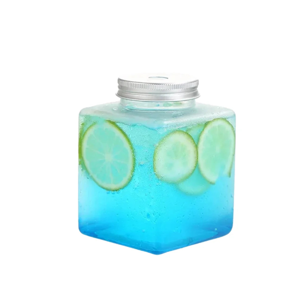 Crystal-Clear Juice Bottles with Silver Caps – Perfect for Smoothies 500ml