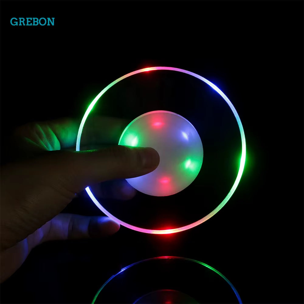 Led Coaster Cup Holder Mug Stand Light Bar Mat Table Placemat Party Drink Glass Creative Pad round Home Decor Kitchen 7 Color