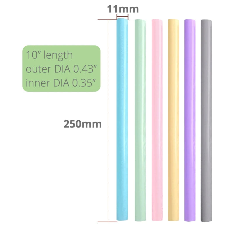 Reusable Silicone Drinking Straws , Big Size Flexible Straws with Cleaning Brush for Toddlers & Kids- 6 Pieces(Colours May Vary)