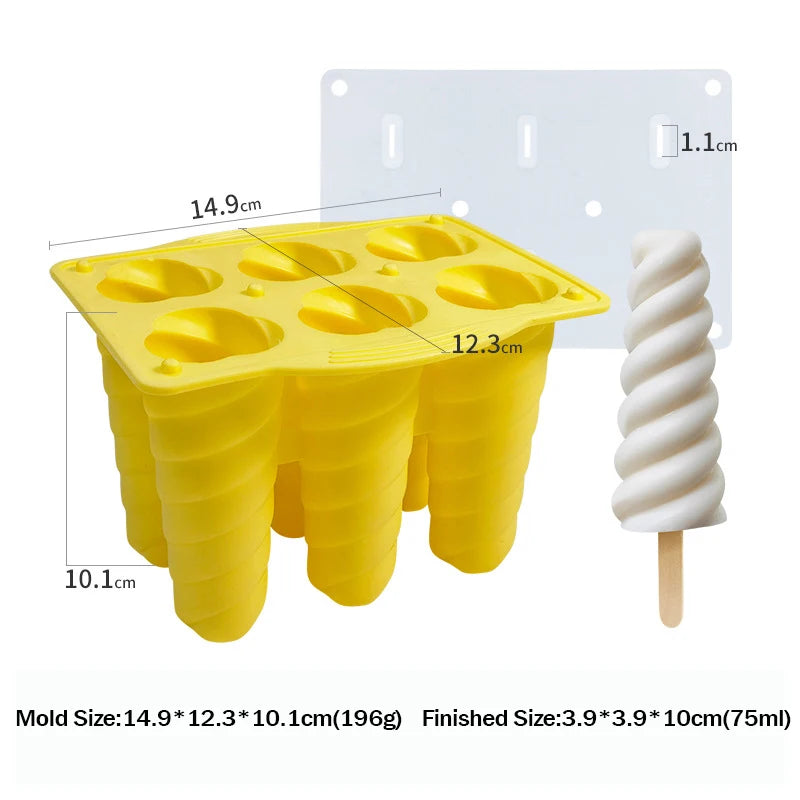 Popsicle Molds 6-Hole Ice Cream Maker with Cover and Sticks