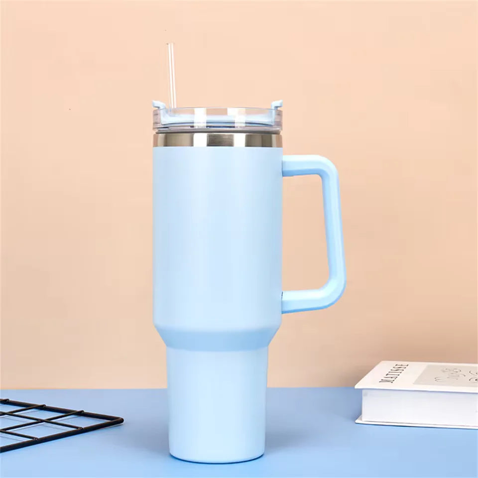 Insulated Stainless Steel Travel Mug with Straw 1200ml