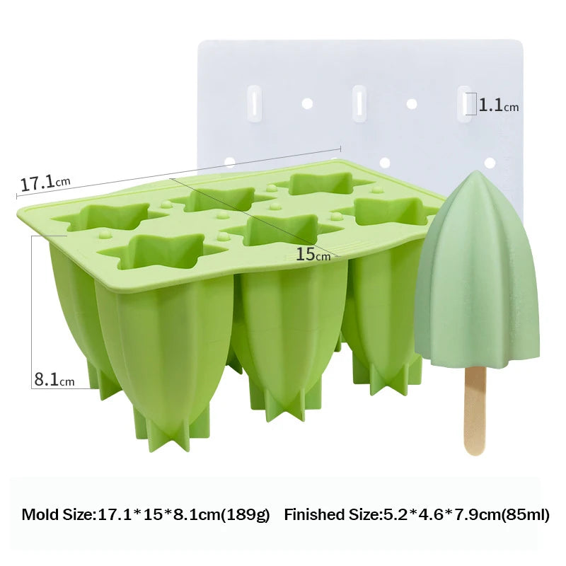 Popsicle Molds 6-Hole Ice Cream Maker with Cover and Sticks