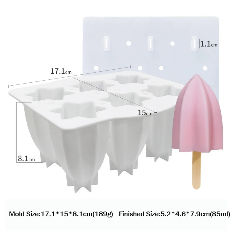 Popsicle Molds 6-Hole Ice Cream Maker with Cover and Sticks