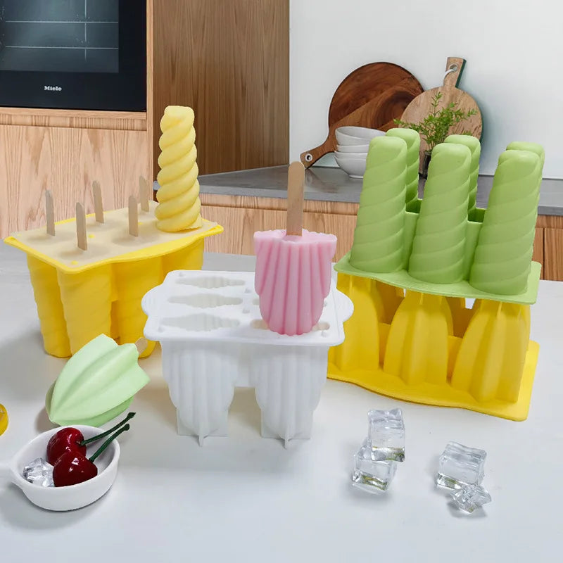 Popsicle Molds 6-Hole Ice Cream Maker with Cover and Sticks