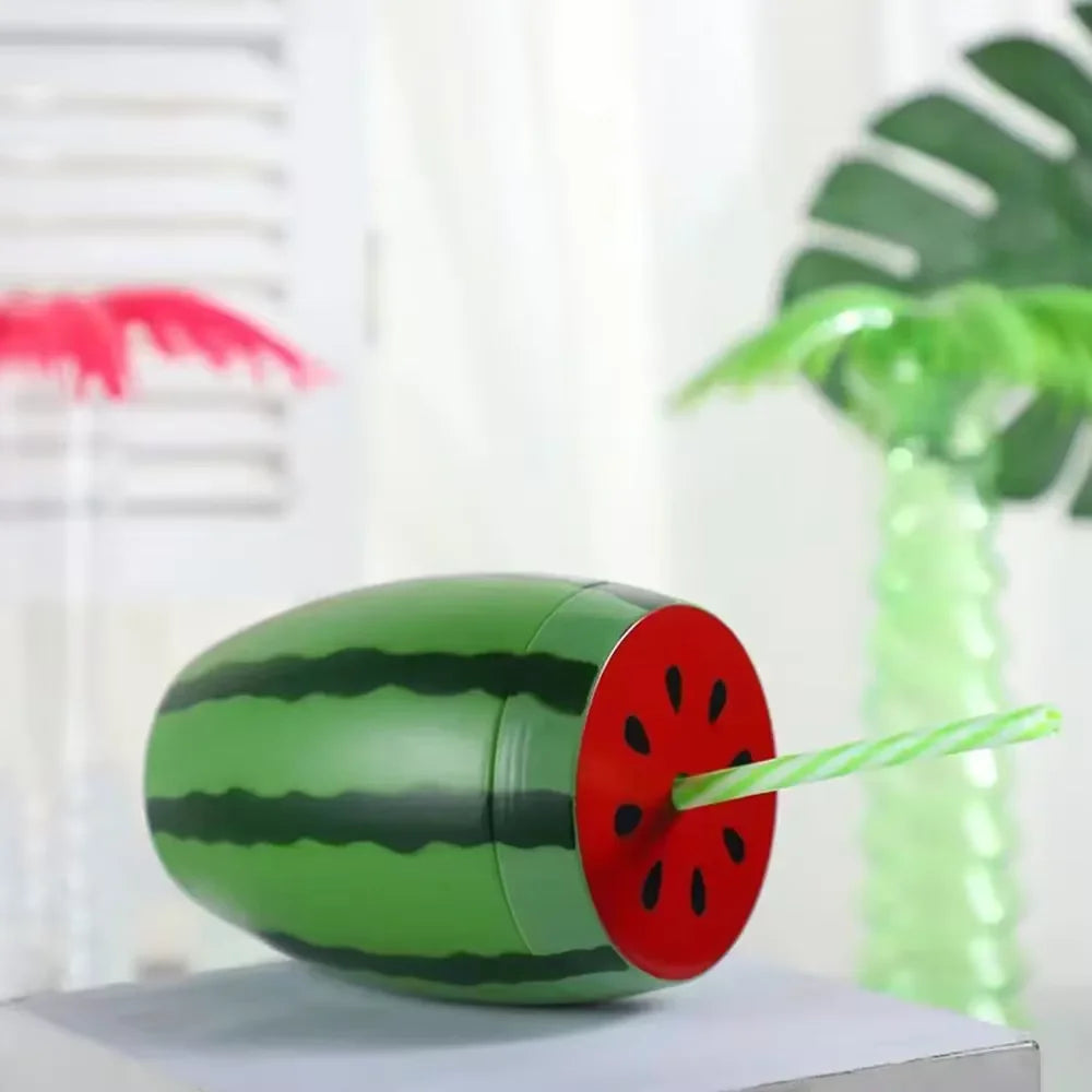 Cartoon Fruit Water Bottle Cup with Straw