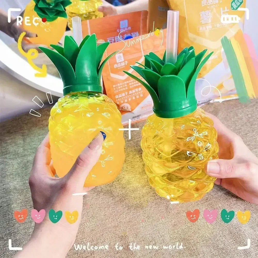 Cartoon Fruit Water Bottle Cup with Straw