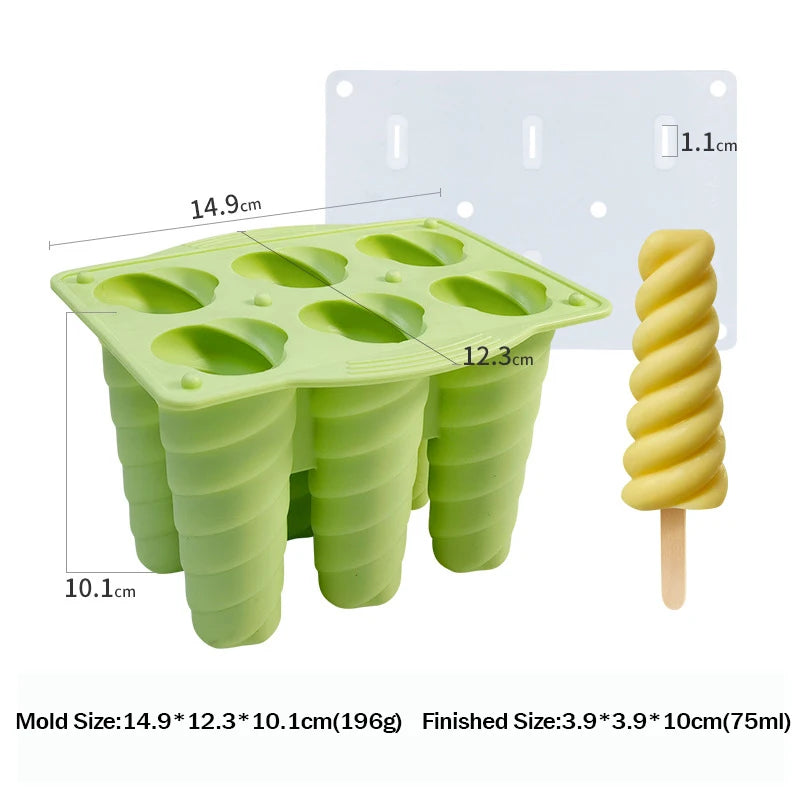 Popsicle Molds 6-Hole Ice Cream Maker with Cover and Sticks