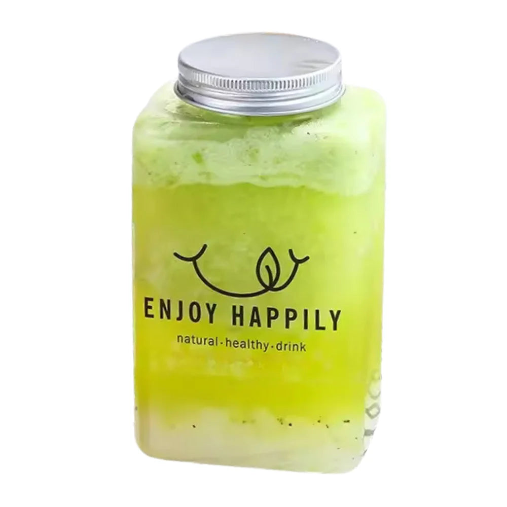 Crystal-Clear Juice Bottles with Silver Caps – Perfect for Smoothies 500ml