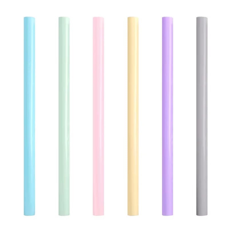 Reusable Silicone Drinking Straws , Big Size Flexible Straws with Cleaning Brush for Toddlers & Kids- 6 Pieces(Colours May Vary)