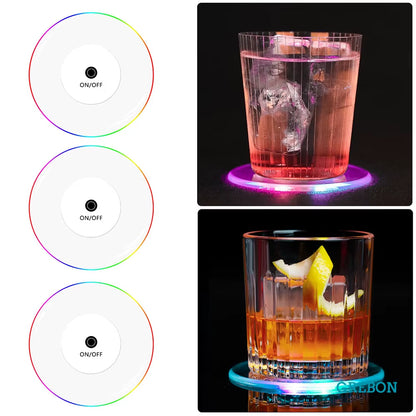 Led Coaster Cup Holder Mug Stand Light Bar Mat Table Placemat Party Drink Glass Creative Pad round Home Decor Kitchen 7 Color