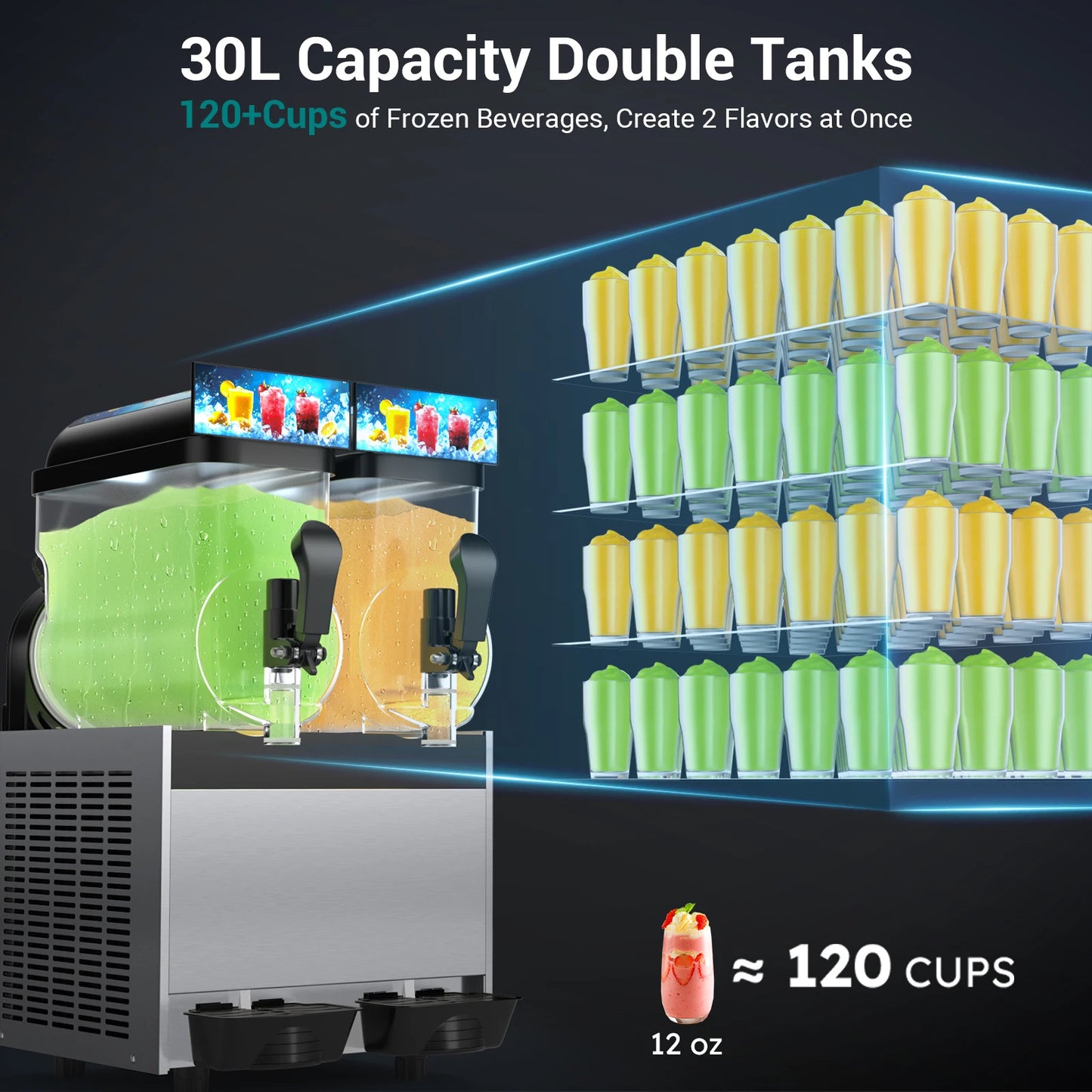 Slushy Machine with Double or Triple Tanks for Frozen Drinks