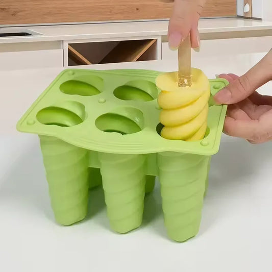 Popsicle Molds 6-Hole Ice Cream Maker with Cover and Sticks