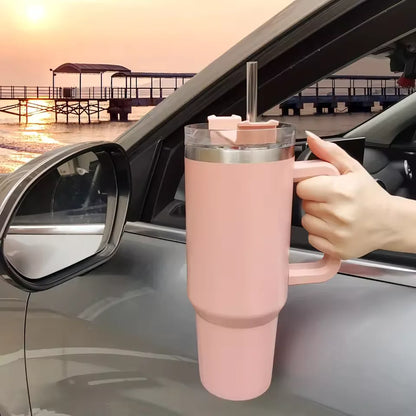 Insulated Stainless Steel Travel Mug with Straw 1200ml