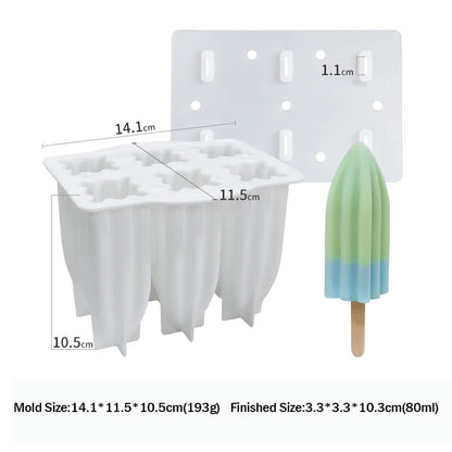 Popsicle Molds 6-Hole Ice Cream Maker with Cover and Sticks