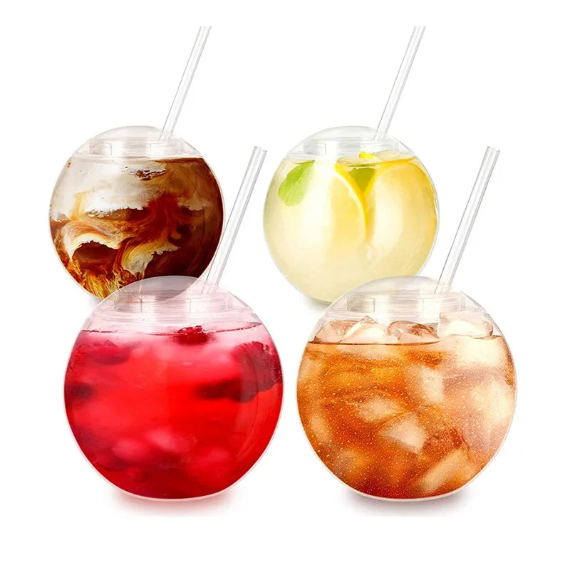 1Pc 22Oz New Fish Tank Cup round Ball Sippy Cup Wine Glass Beach Party Drink Water Cup Birthday Christmas Wedding