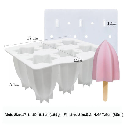 Popsicle Molds 6-Hole Ice Cream Maker with Cover and Sticks