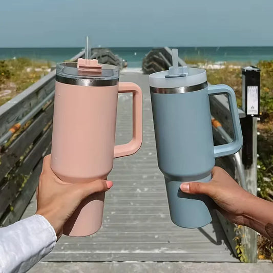 Insulated Stainless Steel Travel Mug with Straw 1200ml