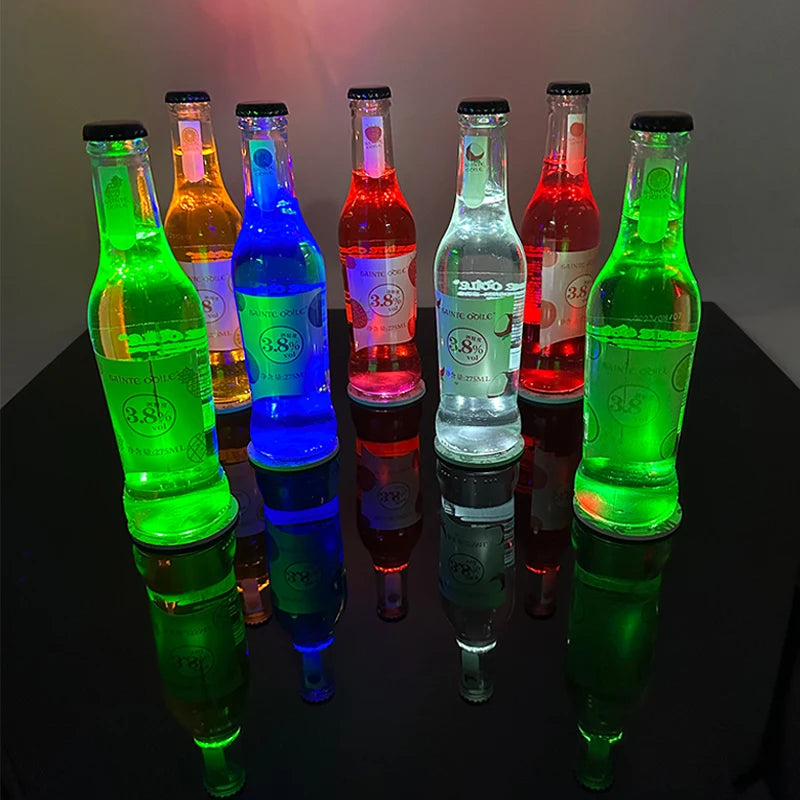 LED Light up Coasters Sticker Atmosphere Props Wine Bottle Stickers Lights Nightclub Light Beer Party Glow Glass Coaster