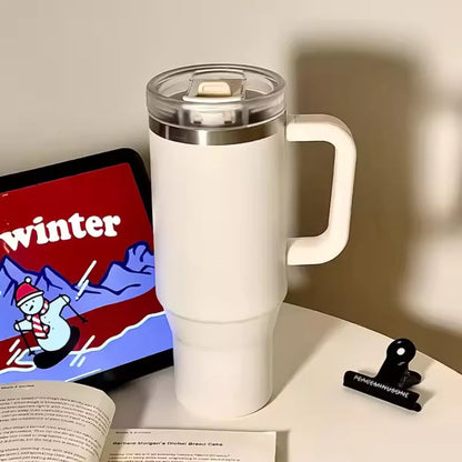 Insulated Stainless Steel Travel Mug with Straw 1200ml