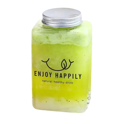 Crystal-Clear Juice Bottles with Silver Caps – Perfect for Smoothies 500ml