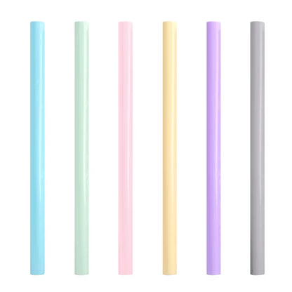 Reusable Silicone Drinking Straws , Big Size Flexible Straws with Cleaning Brush for Toddlers & Kids- 6 Pieces(Colours May Vary)